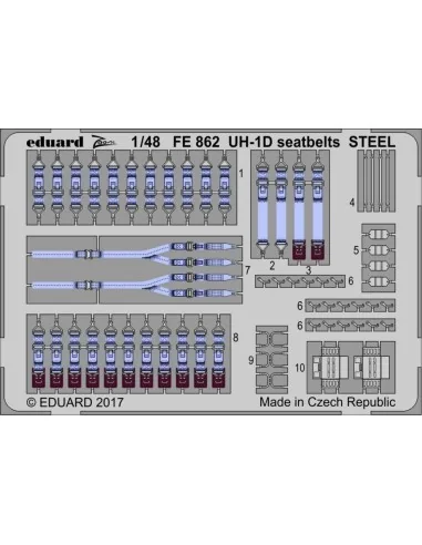 UH-1D seatbelts STEEL for Kitty Hawk, 1/48 - Eduard Accessories FE862