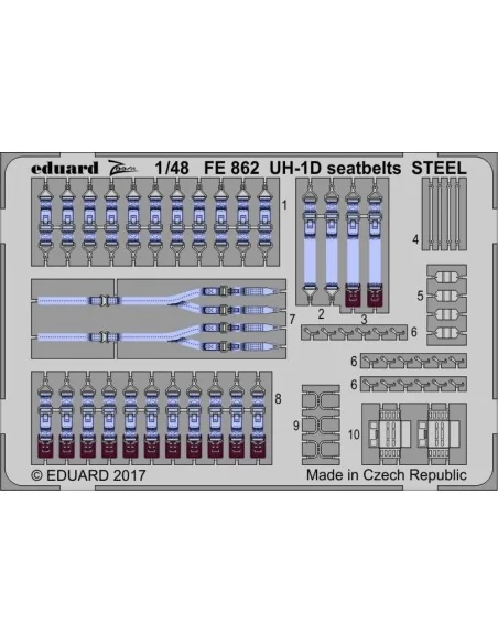 UH-1D seatbelts STEEL for Kitty Hawk, 1/48 - Eduard Accessories FE862