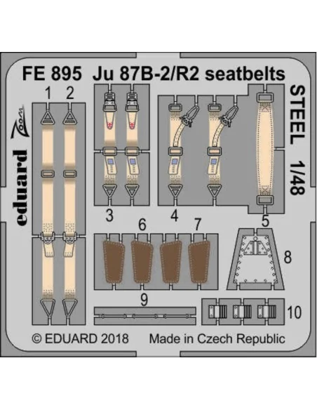 [NO_DESC] Ju 87B-2/R2 seatbelts STEEL for Airfix, 1/48 - Eduard Acc...
