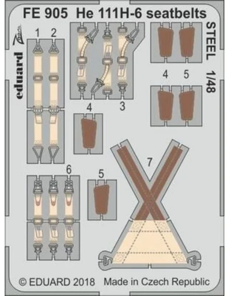 HE 111H-6 seatbelts STEEL for ICM, 1/48 - Eduard Accessories FE905