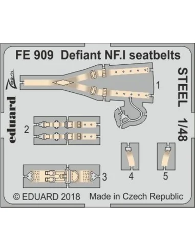 Defiant NF.I seatbelts STEEL f.Airfix, 1/48 - Eduard Accessories FE909