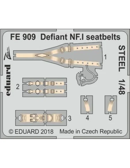 Defiant NF.I seatbelts STEEL f.Airfix, 1/48 - Eduard Accessories FE909