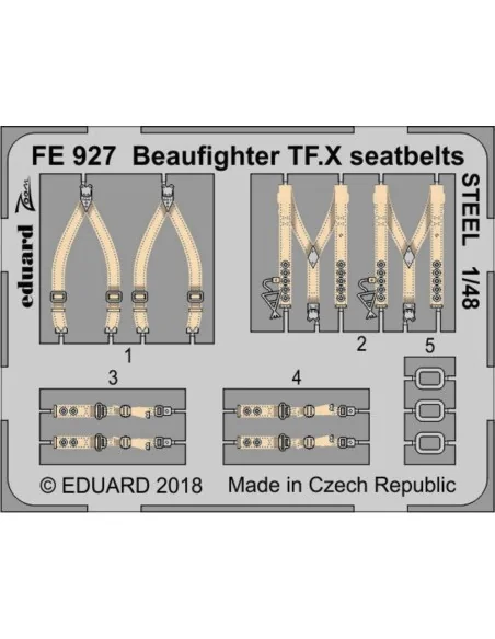 Beaufighter TF.X seatbelts STEEL f.Revell, 1/48 - Eduard Accessorie...