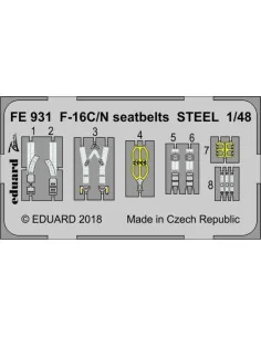 F-16C/N seatbelts STEEL for Tamiya, 1/48 - Eduard Accessories FE931