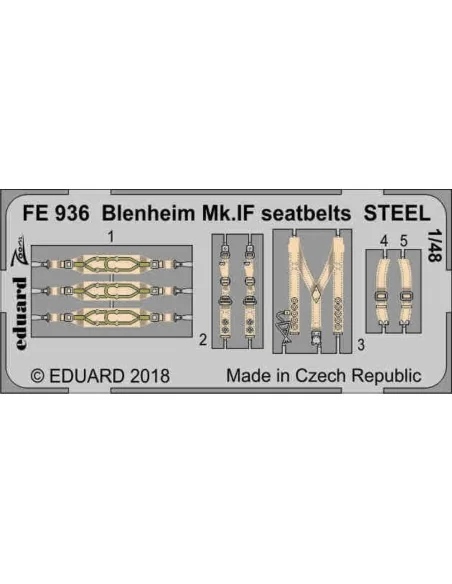 Blenheim Mk.IF seatbelts STEEL for Airfi, 1/48 - Eduard Accessories...