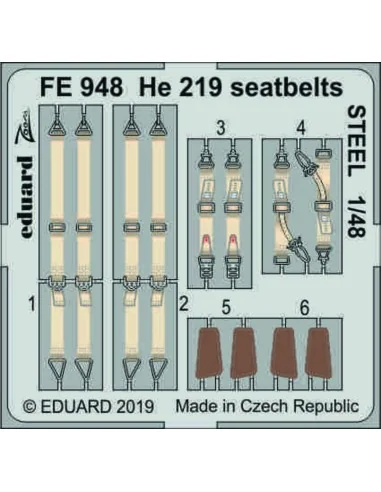 He 219 seatbelts STEEL for Tamiya, 1/48 - Eduard Accessories FE948
