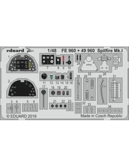 Spitfire Mk.I for Tamiya, 1/48 - Eduard Accessories FE960