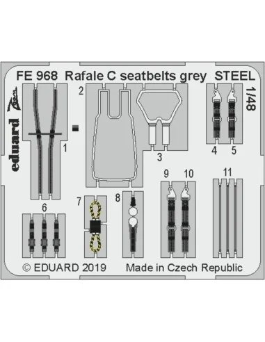 Rafale C seatbelts grey STEEL f.Revell, 1/48 - Eduard Accessories F...