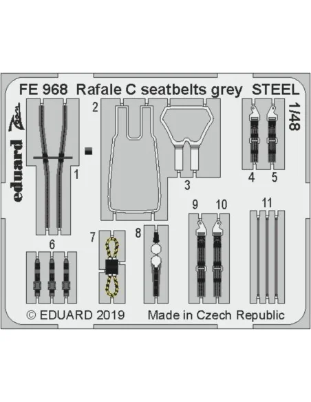 Rafale C seatbelts grey STEEL f.Revell, 1/48 - Eduard Accessories F...