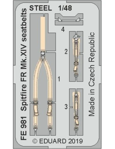 Spitfire FR Mk.XIV seatbeltsSTEEL f.Airf, 1/48 - Eduard Accessories...