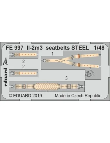 II-2m3 seatbelts STEEL for Tamiya, 1/48 - Eduard Accessories FE997