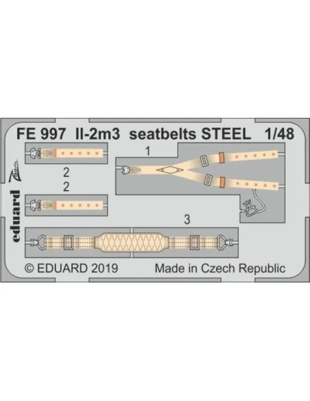 II-2m3 seatbelts STEEL for Tamiya, 1/48 - Eduard Accessories FE997