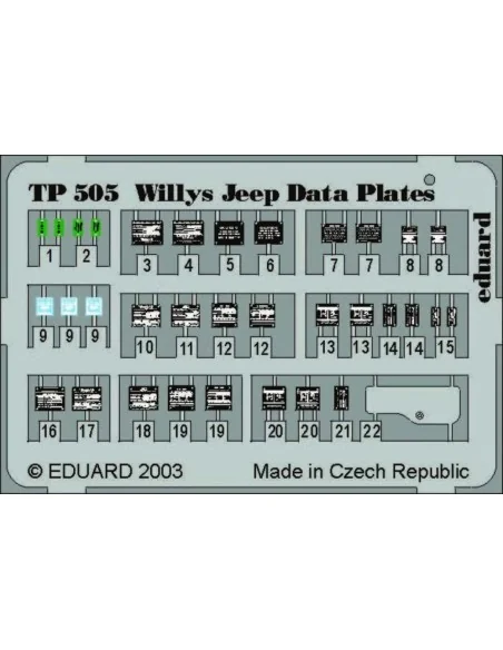 Willys Jeep Data plates, 1/35 - Eduard Accessories TP505