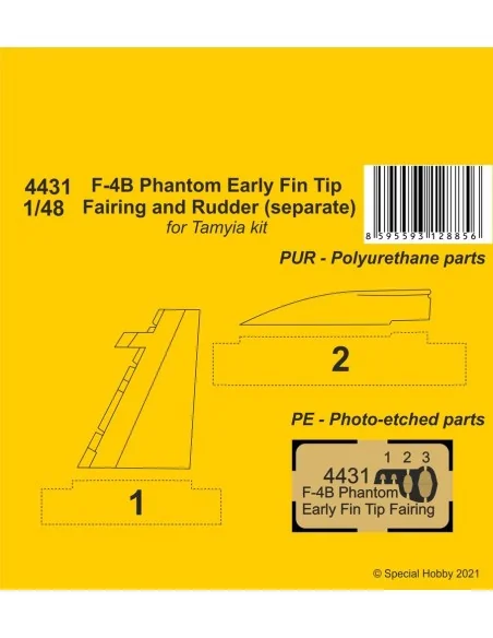 F-4B Phantom Early Fin Tip Fairing and Rudder (separate), 1/48 - CM...