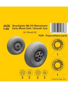 Beufighter Mk.I/VI Mainwheels - Early Wheel Hub / Smooth Tyre, 1/48...