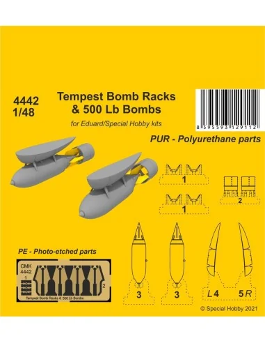Tempest Bomb Racks & 500 Lb Bombs, 1/48 - CMK 129-4442