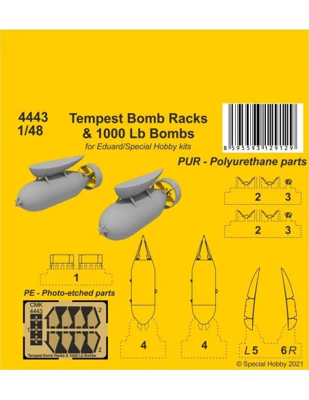 Tempest Bomb Racks & 1000 Lb Bombs, 1/48 - CMK 129-4443