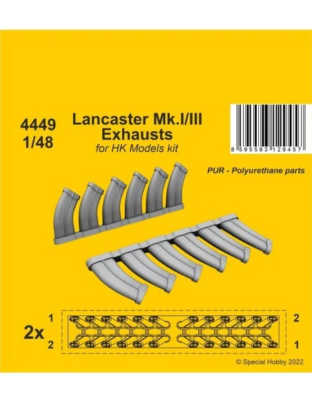 Lancaster Mk.I/III Exhausts 1/48 / for HK Models kit, 1/48 - CMK 12...