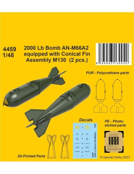 2000 Lb Bomb AN-M66A2 equipped with Conical Fin Assembly M130 (2 pc...