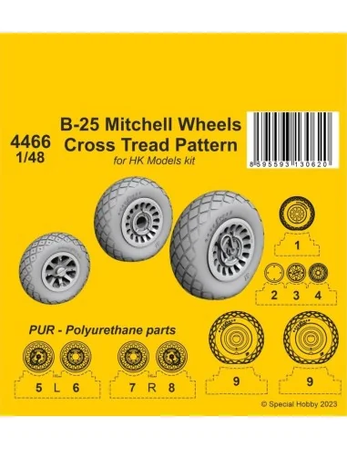 B-25 Mitchell Wheels/ Cross Tread Pattern 1/48 / for HK kit, 1/48 -...