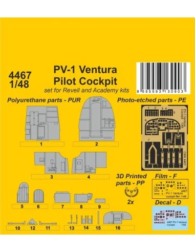 PV-1 Ventura Pilot Cockpit, 1/48 - CMK 129-4467