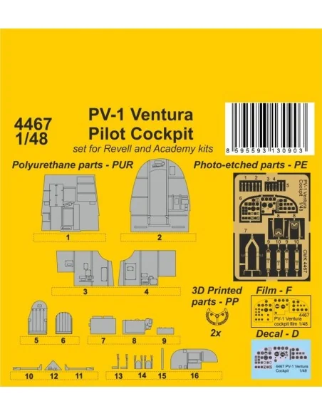 PV-1 Ventura Pilot Cockpit, 1/48 - CMK 129-4467