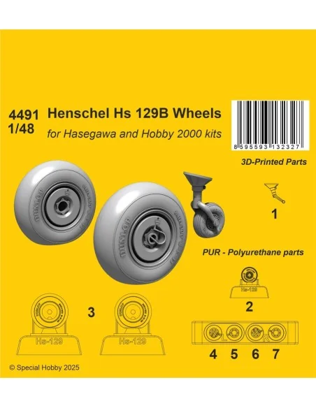 Henschel Hs 129B Wheels / for Hasegawa and Hobby 2000 kits, 1/48 - ...