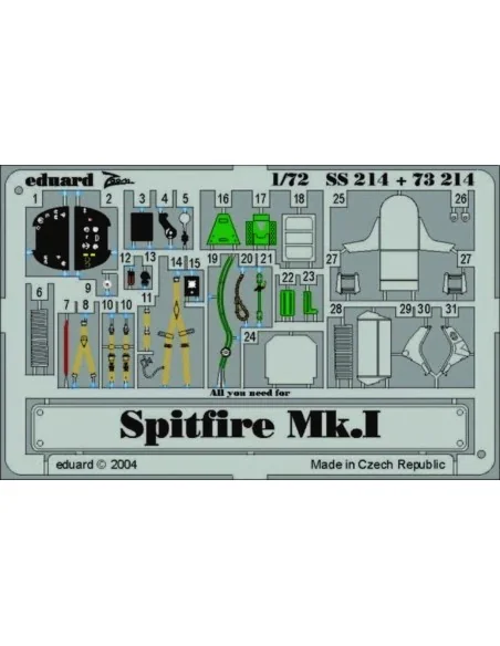 Spitfire Mk.I, 1/72 - Eduard Accessories SS214