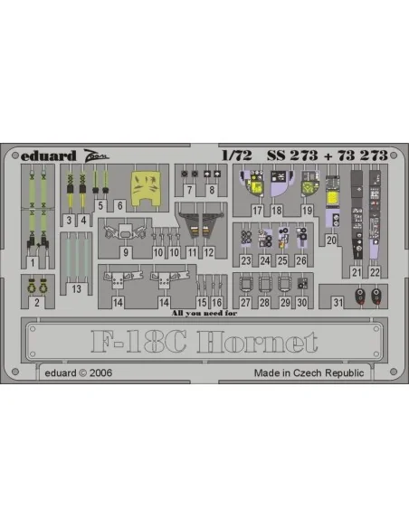 F-18C Hornet für Hasegawa Bausatz, 1/72 - Eduard Accessories SS273