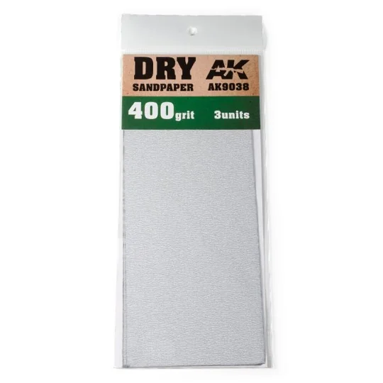 Dry Sandpaper 400 Grit. 3 units - AK Interactive AK9038