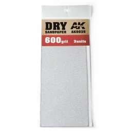 Dry Sandpaper 600 Grit. 3 units - AK Interactive AK9039