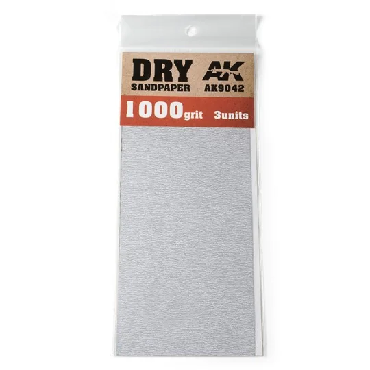 Dry Sandpaper 1000 Grit. 3 units - AK Interactive AK9042