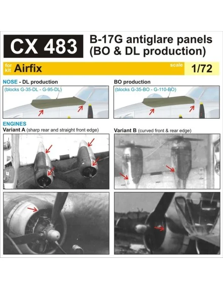 [NO_DESC] B-17G antiglare panels(BO&DL produktion) for Airfix, 1/72...