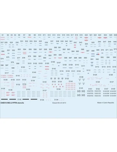 MiG-21PFM stencils for Eduard, 1/48 - Eduard Accessories D48018