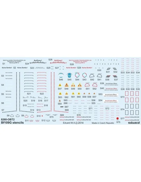 Bf 109G stencils for Eduard, 1/48 - Eduard Accessories D48025