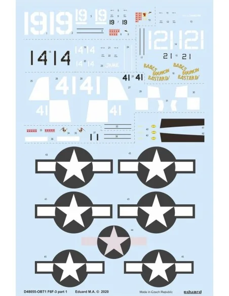 [NO_DESC] F6F-3 part 1 for Eduard, 1/48 - Eduard Accessories D48055
