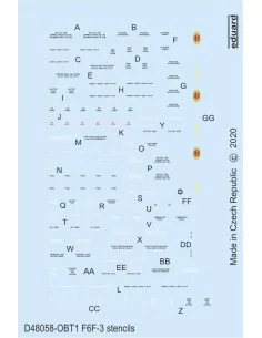 F6F-3 stencils for Eduard, 1/48 - Eduard Accessories D48058