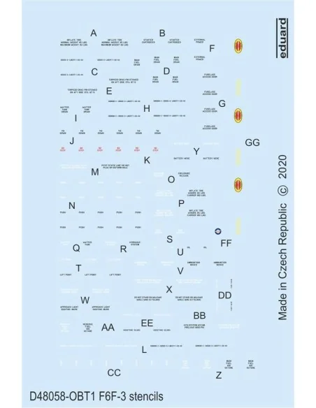 F6F-3 stencils for Eduard, 1/48 - Eduard Accessories D48058