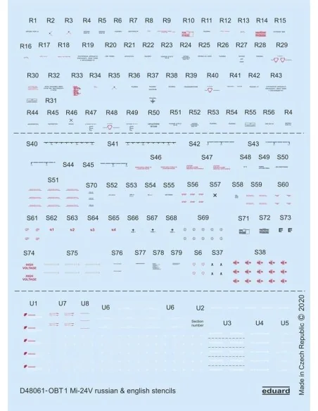 Mi-24V stencils Russian & English for Zvezda, 1/48 - Eduard Accesso...