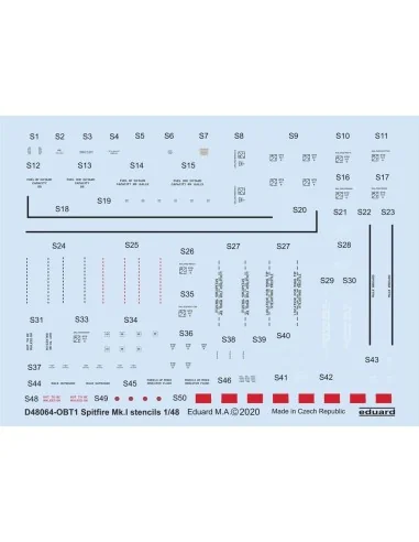 Spitfire Mk.I stencils for Eduard, 1/48 - Eduard Accessories D48064