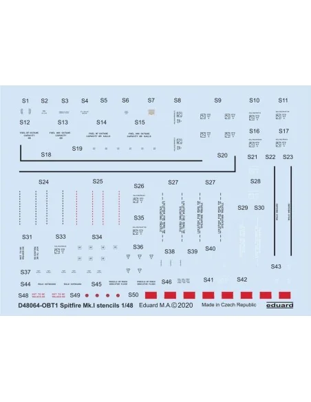 Spitfire Mk.I stencils for Eduard, 1/48 - Eduard Accessories D48064