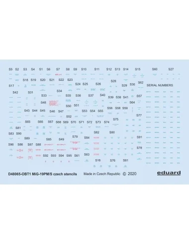 MiG-19 stencils Czech for Eduard, 1/48 - Eduard Accessories D48065