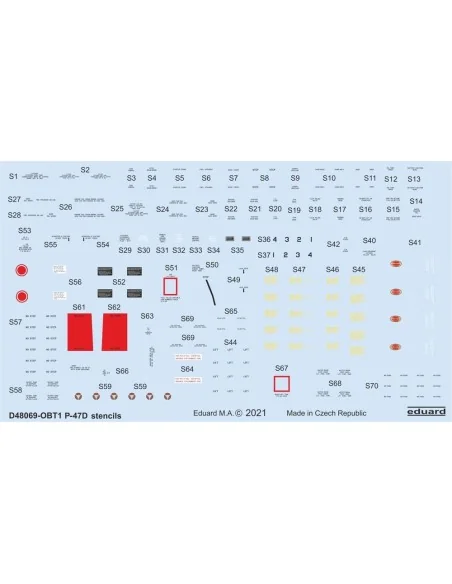 P-47D stencils for Eduard, Tamiya, 1/48 - Eduard Accessories D48069