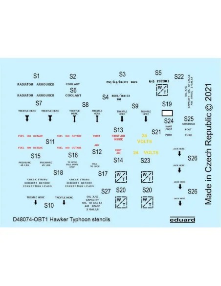 [NO_DESC] Hawker Typhoon stencils 1/48 for HASEGAWA, 1/48 - Eduard ...