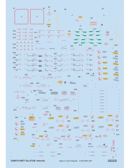 Su-27UB stencils 1/48 for ACADEMY/KITTY HAWK/GWH, 1/48 - Eduard Acc...