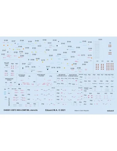 MiG-23MF/ML stencils 1/48 for TRUMPETER, 1/48 - Eduard Accessories ...