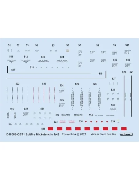 Spitfire Mk.V stencils 1/48 for EDUARD, 1/48 - Eduard Accessories D...