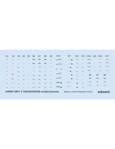 Z-126/226/326/526 cockpit placards 1/48 EDUARD, 1/48 - Eduard Acces...