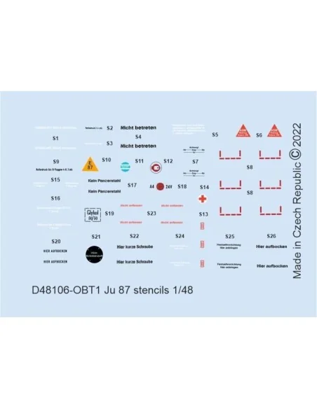Ju 87 stencils for HASEGAWA/AIRFIX/ITALERI, 1/48 - Eduard Accessori...