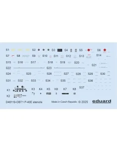 P-40E stencils EDUARD, 1/48 - Eduard Accessories D48119